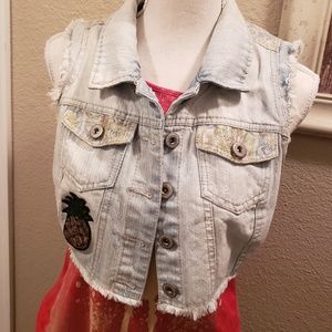 Beach Patched Gold Lace Vest